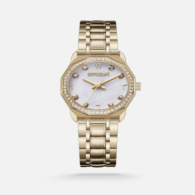 ساعه نسائيه بسير من الستيل بلون ذهبي