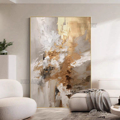 Golden Color OIl Paintings Hand-painted Abstract P...