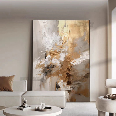 Golden Color OIl Paintings Hand-painted Abstract P...