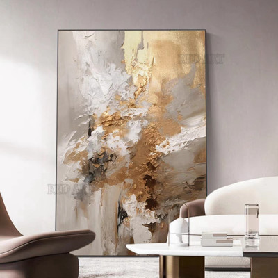 Golden Color OIl Paintings Hand-painted Abstract P...