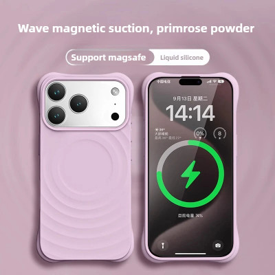 غلاف حماية سيليكون سائل بلون موحّد بنمط موجي متواف...