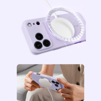 غلاف حماية سيليكون سائل مغناطيسي متوافق مع Magsafe...