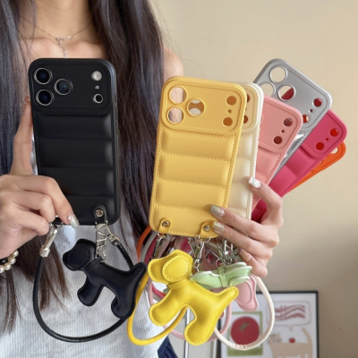 غلاف حماية جلد PU بتصميم كرتوني مع حبل يد لهواتف i...