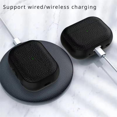 غلاف حماية جلدي ليتشي فاخر لأجهزة AirPods Pro 1/2...