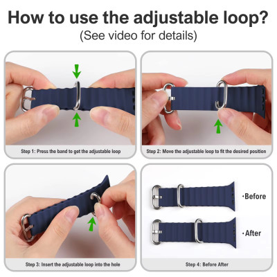 سوار أوشن لساعة أبل – متوافق مع مقاسات 49/46/45/44...