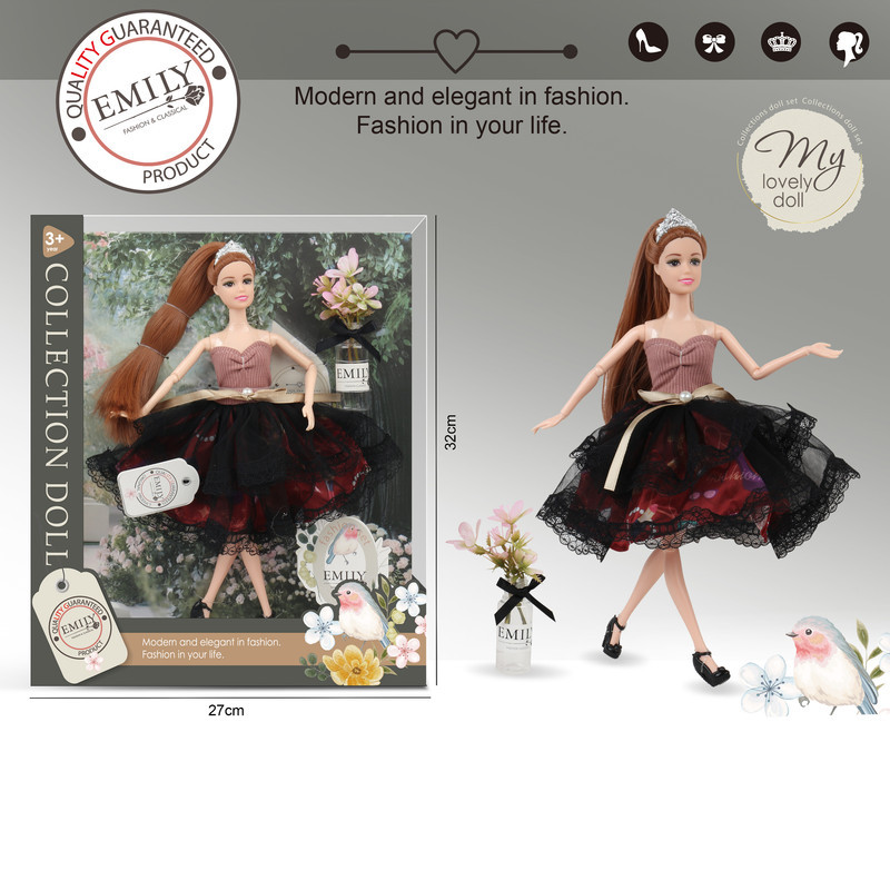 عروسة إيميلي بفستان أحمر وأسود وإكسسوارات31-284901...