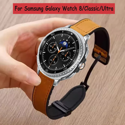 سيليكون + حلقة من جلد لساعة سامسونج جالاكسي 8 44 م...