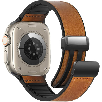 سوار جلدي مغناطيسي لساعة Apple Watch Ultra وSeries...