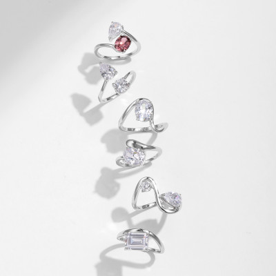 خواتم فضة إسترليني فاخرة غير منتظمة للنساء ، ثعبان...