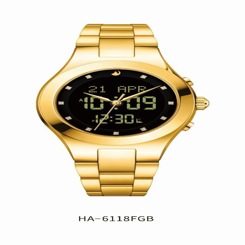 ساعة رجالية إسلامية الحرمين ذهبي