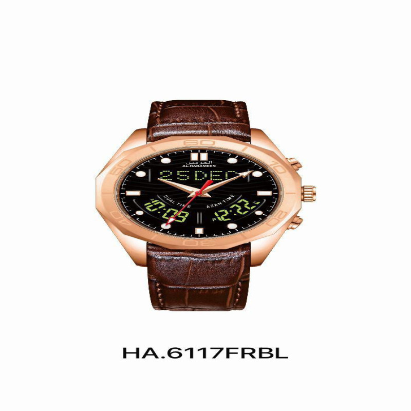 ساعة رجالية اسلامية الحرمين جلد