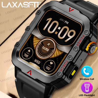 LAXASFIT 2024 ساعة ذكية عسكرية خارجية للرجال بلوتو...