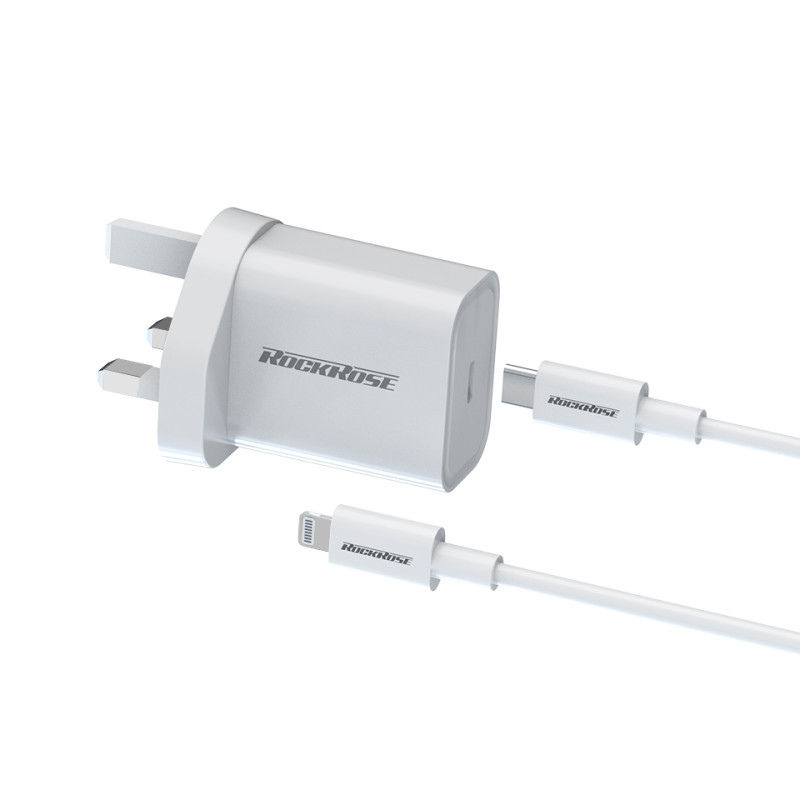 فيش جداري ابيض 20 واط مع سلك لايتننق -تايب سي روكر...