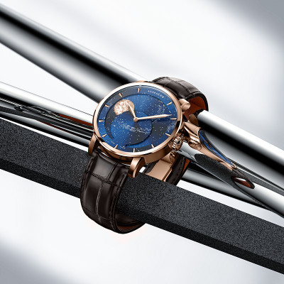 ساعة AGELOCER الأصلية لعلم الفلك للرجال، ساعة ذهبي...