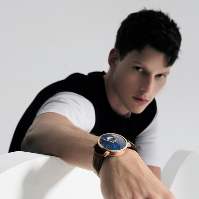 ساعة AGELOCER الأصلية لعلم الفلك للرجال، ساعة ذهبي...