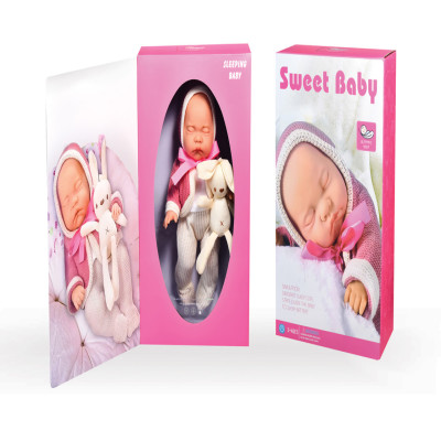 البيبي النائم مع دمية وردي