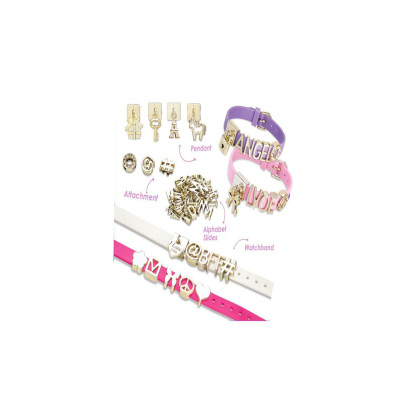 طقم أساور بناتي إبداعي مع حروف ذهبية وإكسسوارات لا...