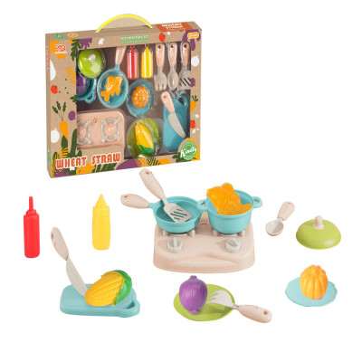 طقم مطبخ أطفال كبير من قش القمح – أدوات طبخ واقعية...