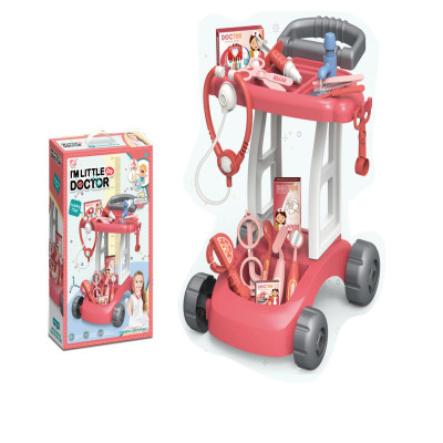 عربة دكتور مع اكسسوارات وردي