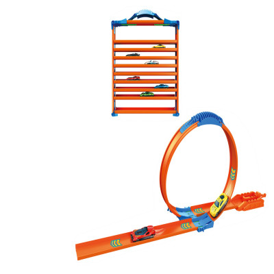 مضمار وباركينج 3 في 1 مع 6 سيارات حديد