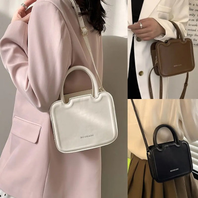 حقيبة كروس عصرية بلون سادة للنساء بسحاب صغير على ا...