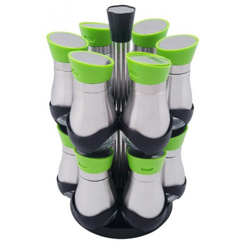 طقم رف برطمانات توابل من 12 عبوة لون أخضر