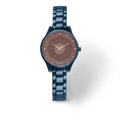 ساعة زايروس النسائيه من الستيل باللون الأزرق