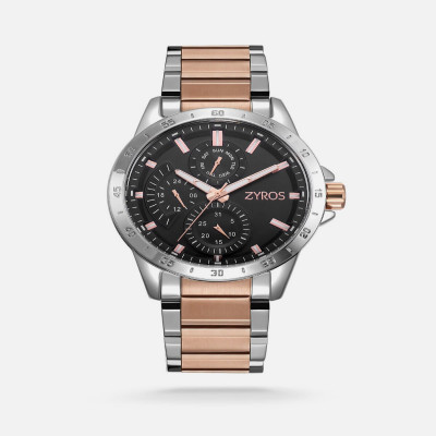 ساعة رجالية ستيل بلون فضي وذهبي