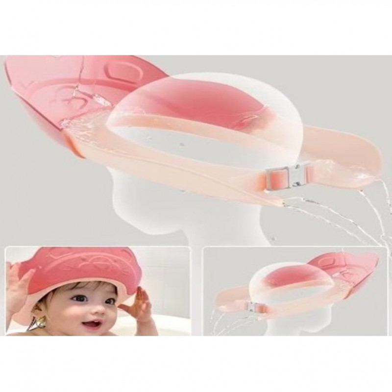 قبعة استحمام للأطفال لحماية العين والأذن مع شريط م...