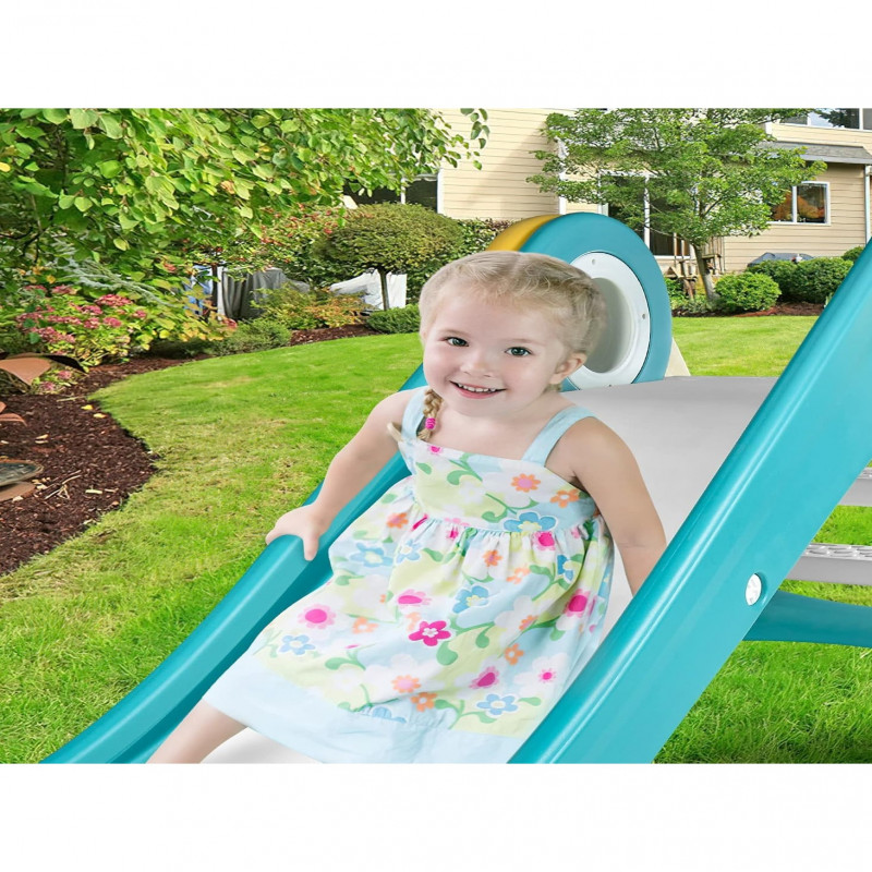 زحليقة علي شكل صاروخ للأطفال,120*40*56 سم أصفر-أزر...