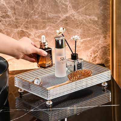رف تخزين مستحضرات تجميل شفاف ، طاولة عرض علاج بالر...