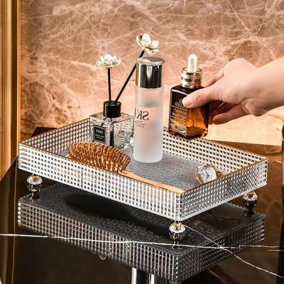 رف تخزين مستحضرات تجميل شفاف ، طاولة عرض علاج بالر...