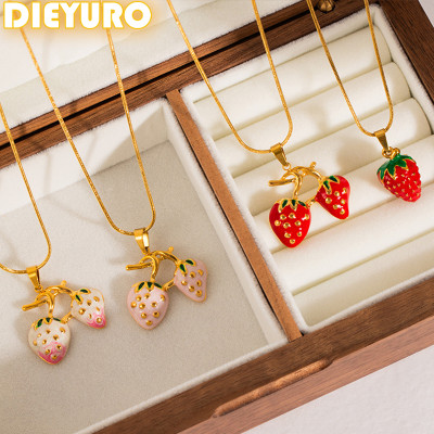 Strawberry necklace with beautiful colors of stainless steel