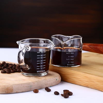 اسبريسو شوت زجاج مع صنبور مزدوج ، كوب قياس مع مقبض مقاوم للحرارة ، مقياس واضح ، إبريق قياس للنبيذ والحليب والقهوة ، إبريق قياس ، 7...