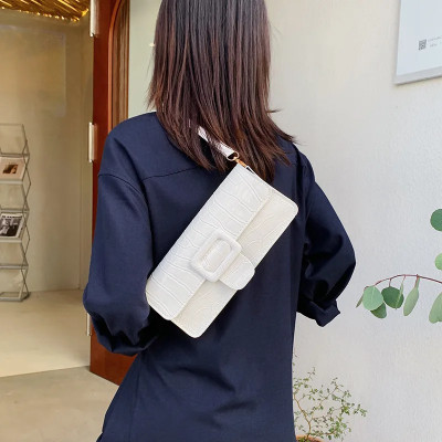 حقيبة كتف نسائية من الجلد الصناعي ، نقش حجري ، مرب...