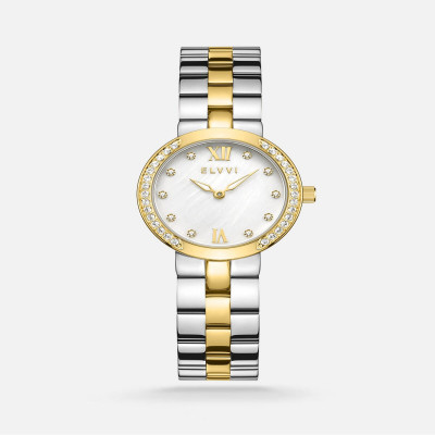 ساعة نسائيه من إلڤي بلون فضي وذهبي