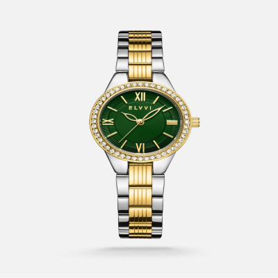 ساعة إلڤي النسائيه بلون فضي وذهبي