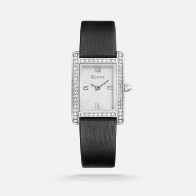 ساعة نسائية جلد بلون أسود من الفي