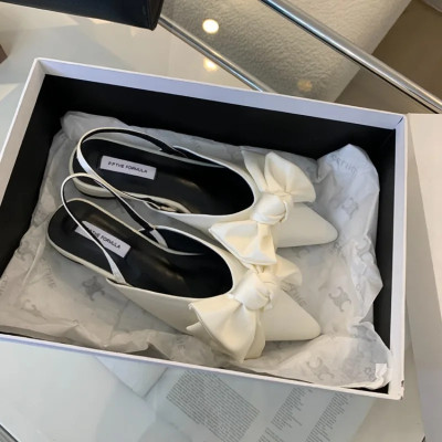 صنادل نسائية بفيونكة مصممة بمقدمة مدببة أحذية بكعب...