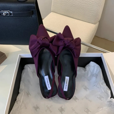 صنادل نسائية بفيونكة مصممة بمقدمة مدببة أحذية بكعب...