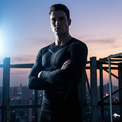 تي شيرت رياضي رجالي مناسب للعضلات، قميص ضغط عالي ا...