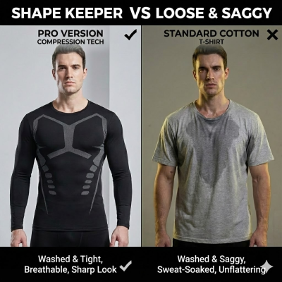 تي شيرت رياضي رجالي مناسب للعضلات، قميص ضغط عالي ا...